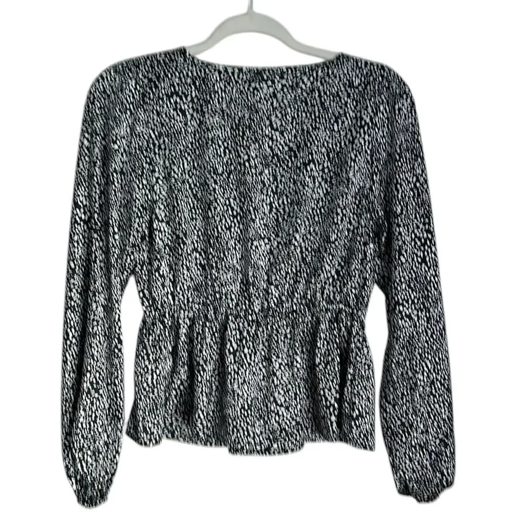Abercrombie & Fitch Women’s Pooka Dot Puff Sleeve V-neck Blouse Size S